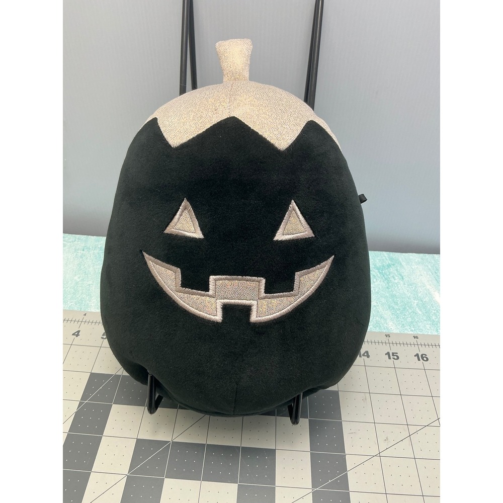 Squishmallows 12 Inch Black Silver Jack-O-Lantern Halloween Plush Pumpkin